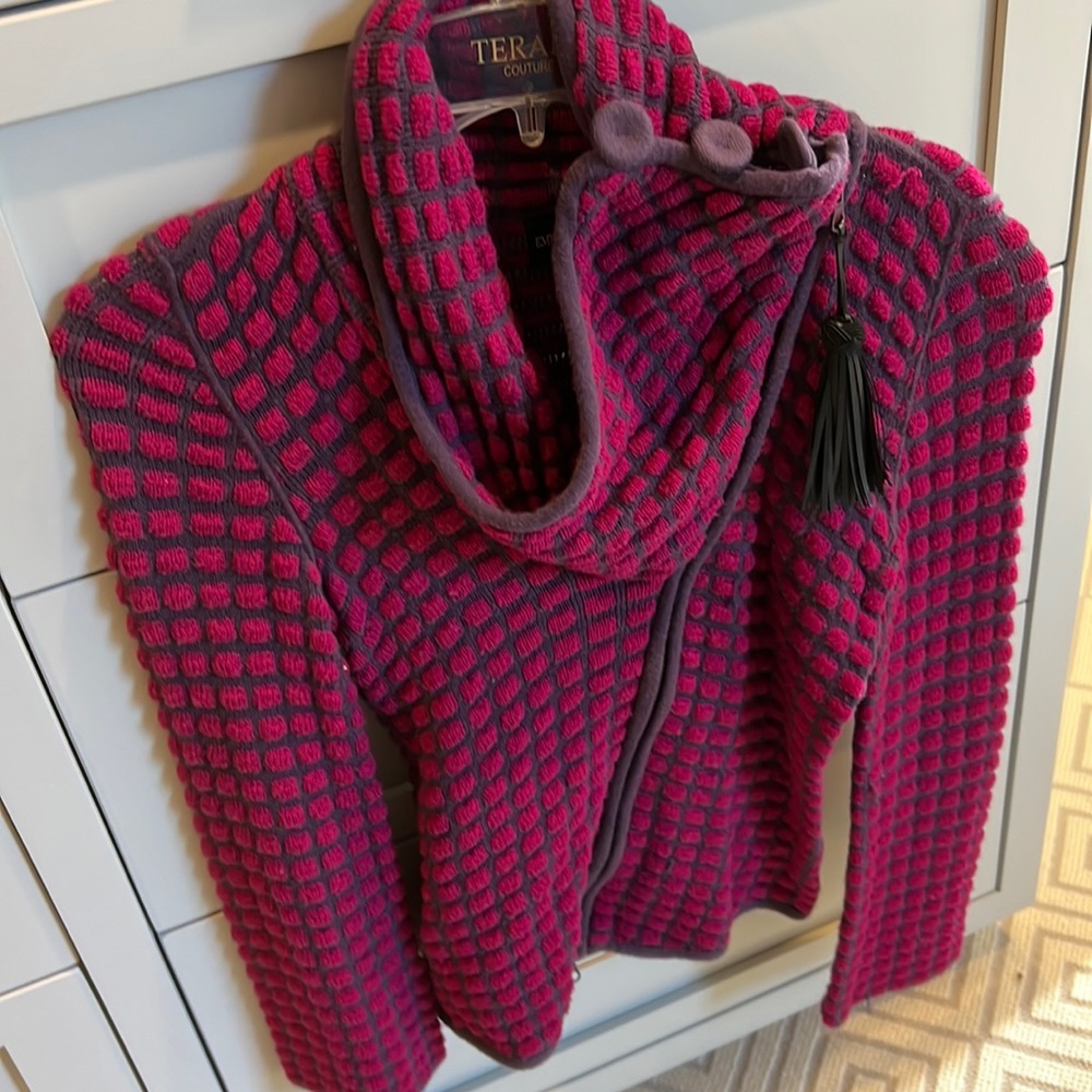 Magenta and purple zipper sweater